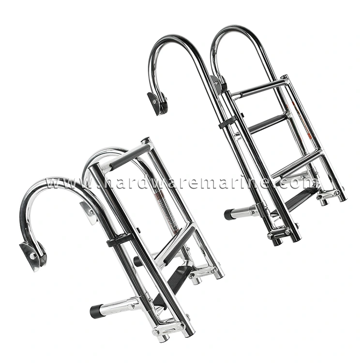Roestvrijstalen marine 2+1/2+2 stappen vouwlaading ladder
